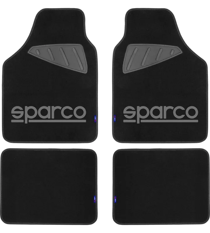 Set 4 pezzi tappeti moquette per auto sparco, colore nero e grigio Occasione Imperdibile