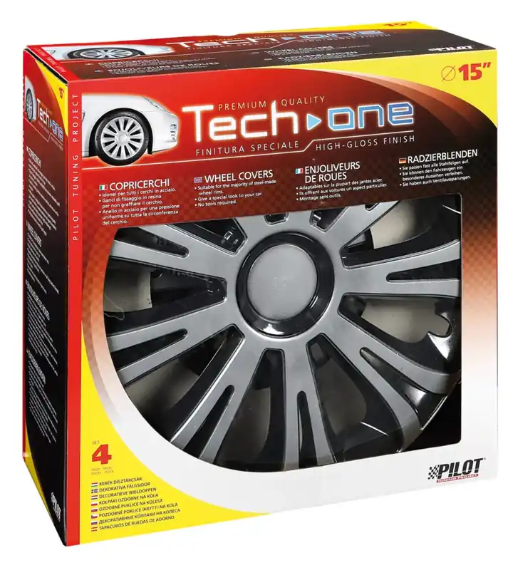 Copricerchi per auto "avera" silver & black - ø 15" pilot 31617 Nuovo Arrivo