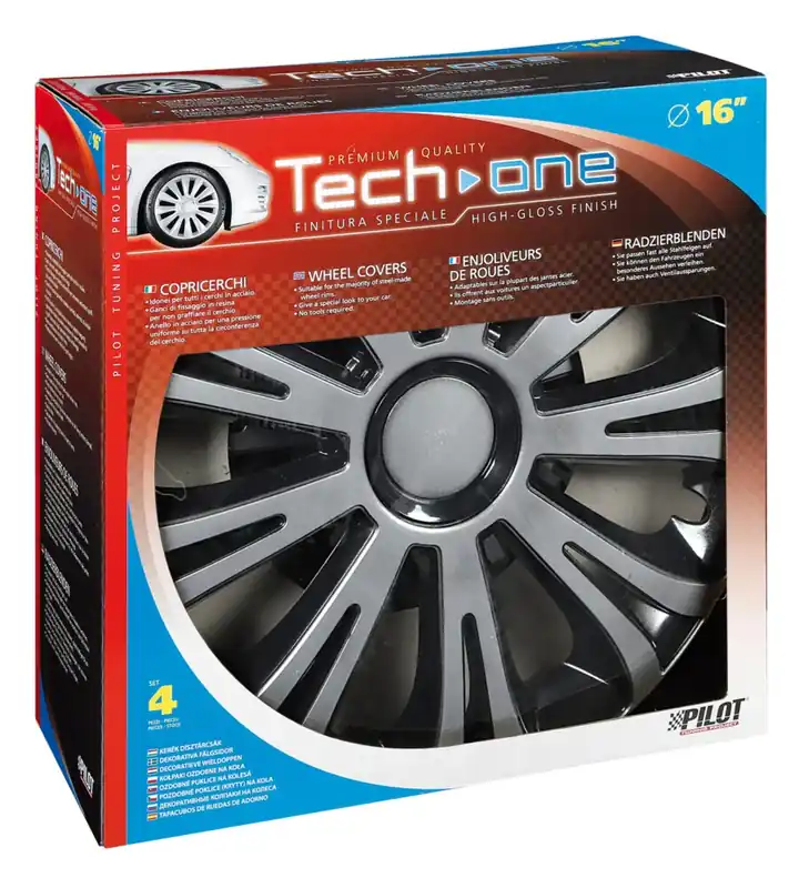 Promozione Esclusiva Copricerchi per auto "avera" silver & black - ø 16" pilot 31618