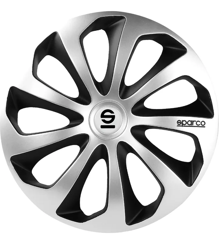 Economico Set 4 copricerchi 16" pollici copriruota auto sicilia spc1673svbk argento nero