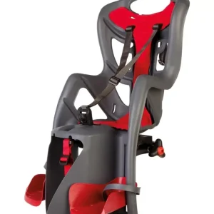 Quantità Limitata Seggiolino posteriore grigio scuro e rosso per bicicletta per bambini, max. 22 kg, da 3 a 8 anni - si fissa al portapacchi
