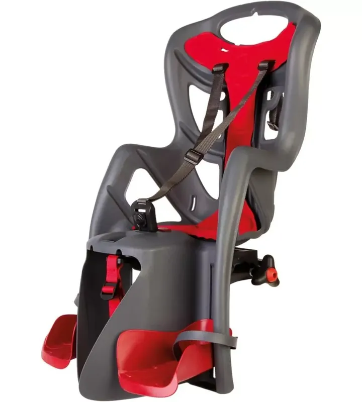 Quantità Limitata Seggiolino posteriore grigio scuro e rosso per bicicletta per bambini, max. 22 kg, da 3 a 8 anni - si fissa al portapacchi