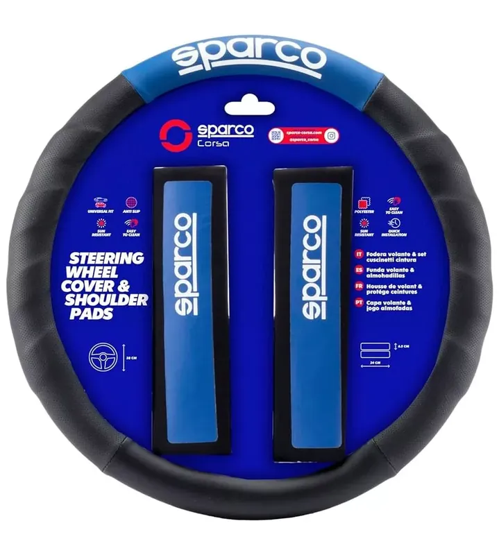 Prezzo Conveniente Set coprivolante e passacintura sparco colore nero e blu