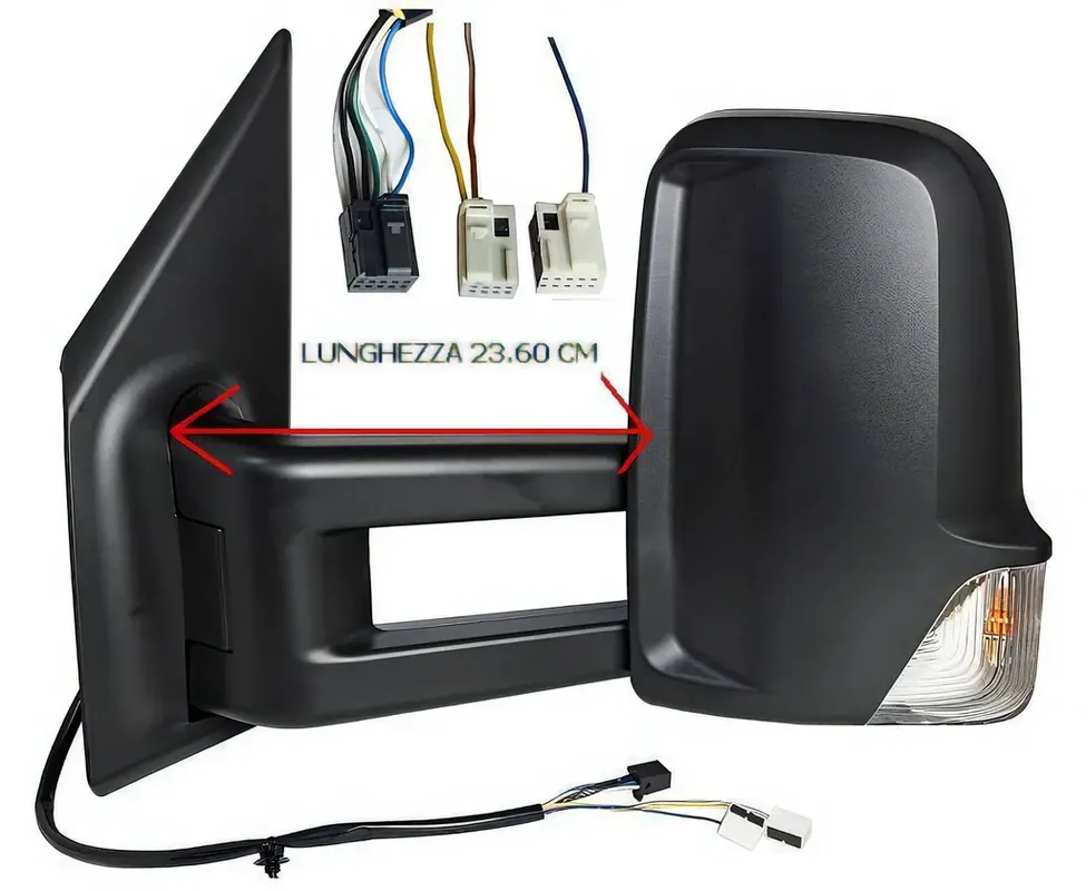 A9108108202 MERCEDES - Specchio Retrovisore Elettrico Destro Sprinter dal 2018 - Riscaldato Nero con Braccio Lungo e Fanale Spedizione Espresso