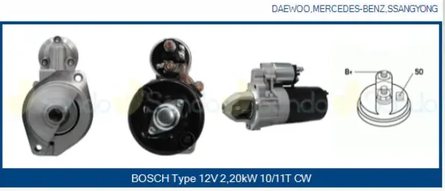 Popolare Motorino di Avviamento PARIS-RHONE PRSL064 (Codice OEM A0051511301) per DAEWOO Korando, Rexton, Musso e MERCEDES Classe S