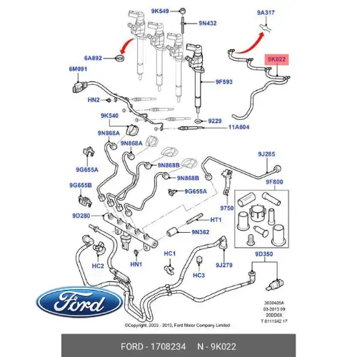 Spedito Oggi 1708234 FORD - KIT TUBI RITORNO CARBURANTE INIETTORI FIAT 9659113480 9674975980