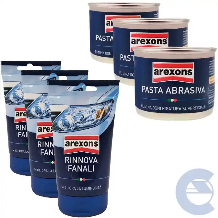 Arexons Mirage Pasta Abrasiva 150ml + Rinnova Fanali Auto Moto Camion 3x Nuova Collezione