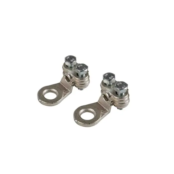Prezzo Di Fabbrica Set 2 Pz Capicorda Di Potenza In Ottone Nichelato Con Fissaggio Cavo A Piastrina Sezione 16 Mm² Foro 8 Mm Morsetti Batteria