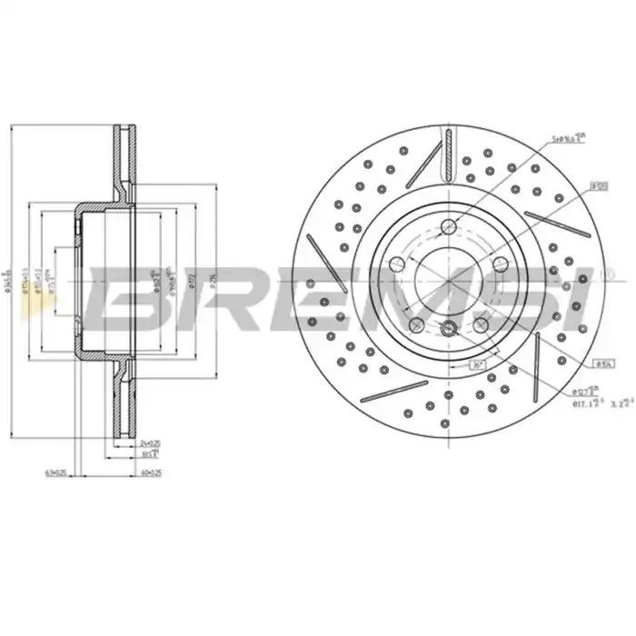 Kit Dischi E Pastiglie Freno 17.5mm Posteriori Bmw 1 2012-2015 114i S.f. Bosch Intagliato/perforato Professionale