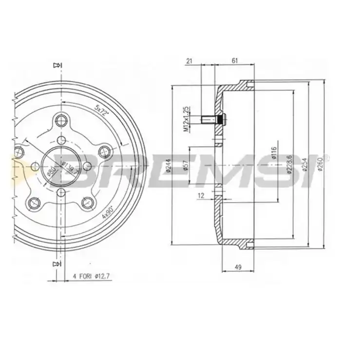Tamburo Freno Posteriore Suzuki Samurai Fuoristrada Chiuso (sj) Cr5521 43500-83810 Bremsi Esclusivo