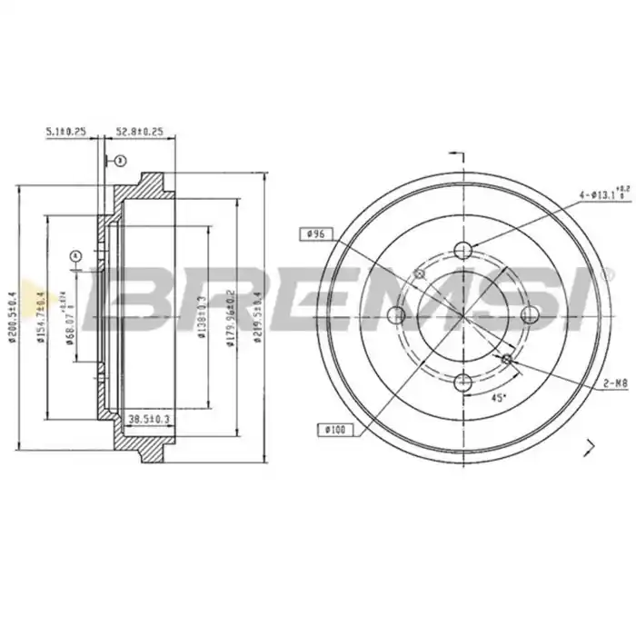 Tamburo Freno Posteriore Nissan Sunny Iii Cr5750 43206-50y10 Verniciato Bremsi Ultime Pezzi