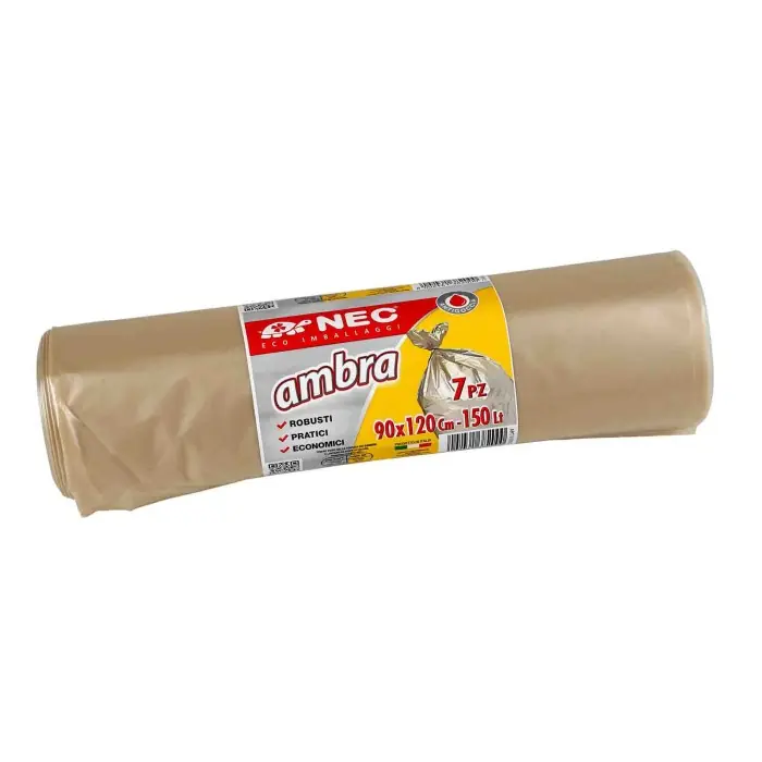 Nuovo Arrivo Rotolo 7 Sacchi Ambra Professionali Per Raccolta Differenziata 140 L 90x120 Cm Sacchi Per Rifiuti Autoconsumo