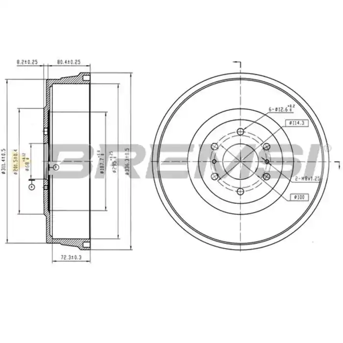 Solo Oggi Tamburo Freno Posteriore Nissan Np300 Navara Cr5757 43206-eb360 Verniciato Bremsi