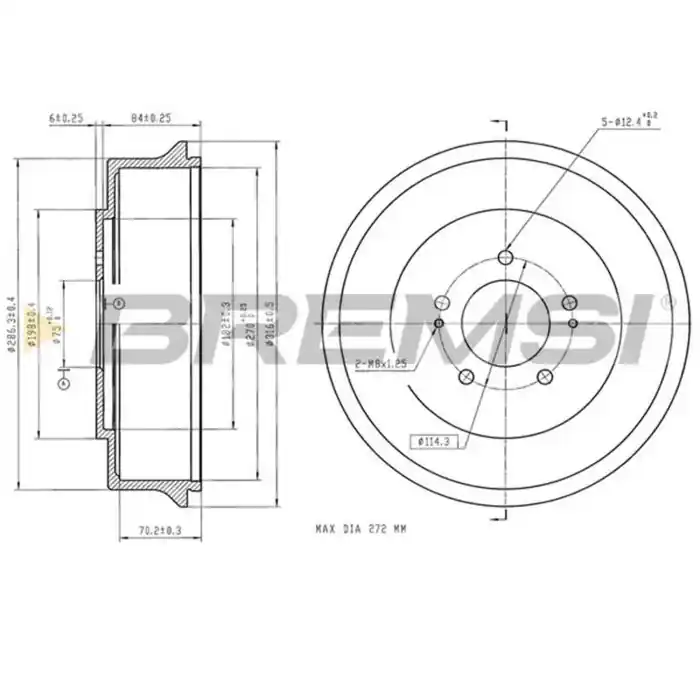 Tamburo Freno Posteriore Hyundai H-1/starex Autobus Cr5827 58329-4a000 Verniciato Bremsi Non Perdere