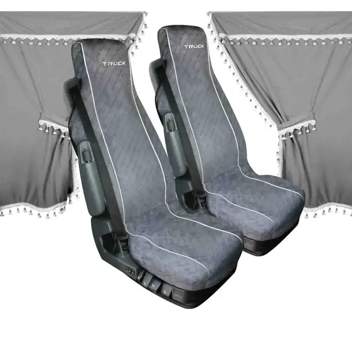 Spedizione Espresso Melissa Set Tende E Coprisedili In Microfibra Per Camion Grigio Tende Tende