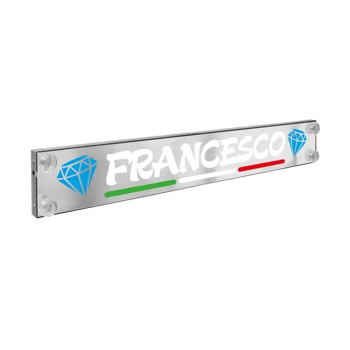 Laser Mono Flag Tabella Personalizzabile A Led 12/24v 100x13 5 Cm 9 11 Caratteri Tabelle Personalizzabili 12/24v Nuova Collezione
