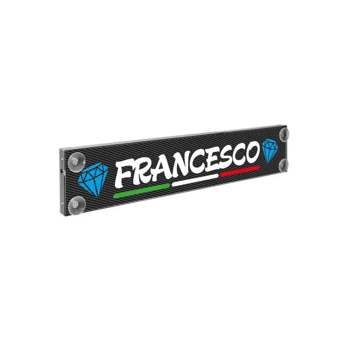 Promozione Esclusiva Carbon Look Mono Flag Tabella Personalizzabile A Led 12/24v 75x13 5 Cm 6 8 Caratteri Tabelle Personalizzabili 12/24v