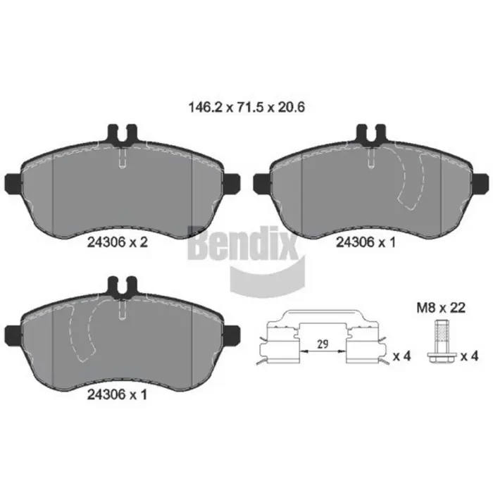 Kit pastiglie freno, Freno a disco BPD1415 BENDIX BRAKING per MERCEDES-BENZ Spedito Oggi
