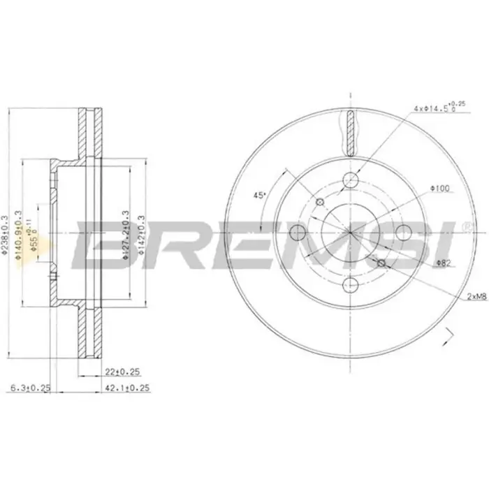 Disco Freno Anteriore 92055800 Toyota Corolla Corolla Compact Corolla Liftback Corolla Station Wagon Saldi