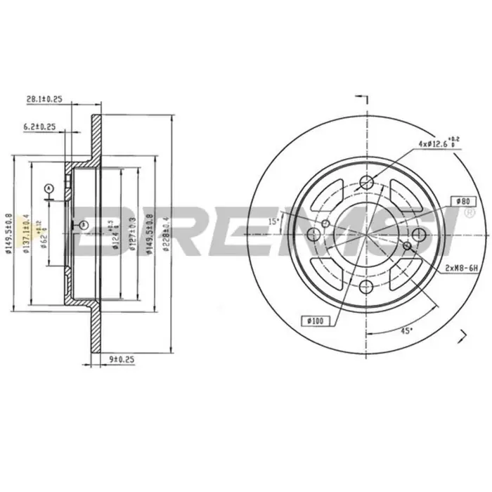 Popolare Disco Freno Posteriore 92303603 Suzuki Swift V